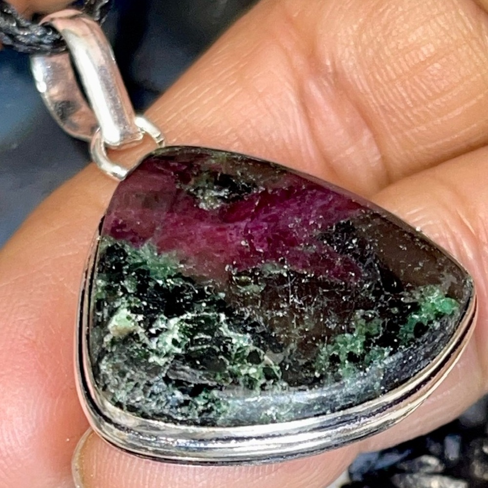 Small Anyolite Ruby Red Zoisite Pendant 1 1/2”